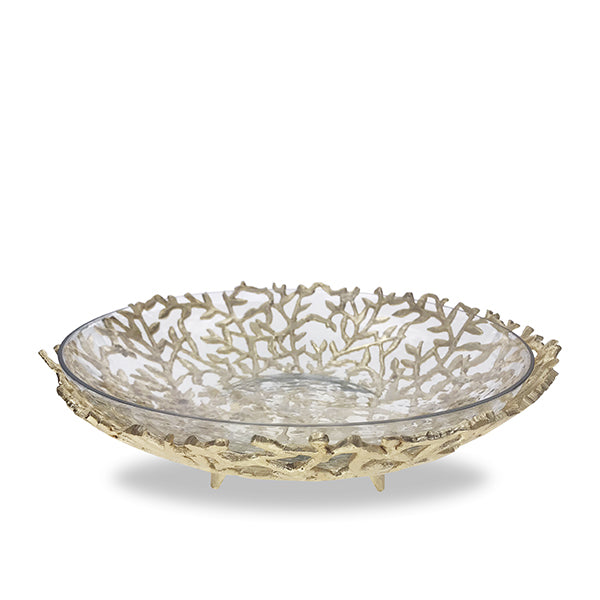Gold Coral Basket with Glass Insert