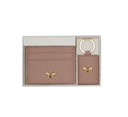 Pink bow Card holder and keyring gift set