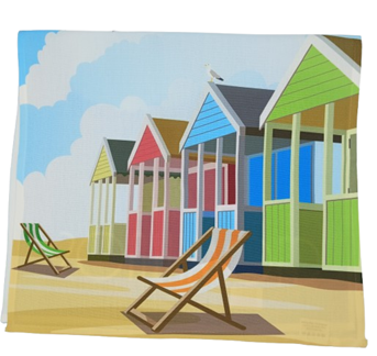 Tea Towel Retro Beach Huts