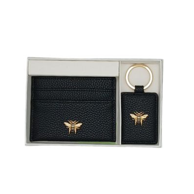 Black bow Card holder and keyring gift set