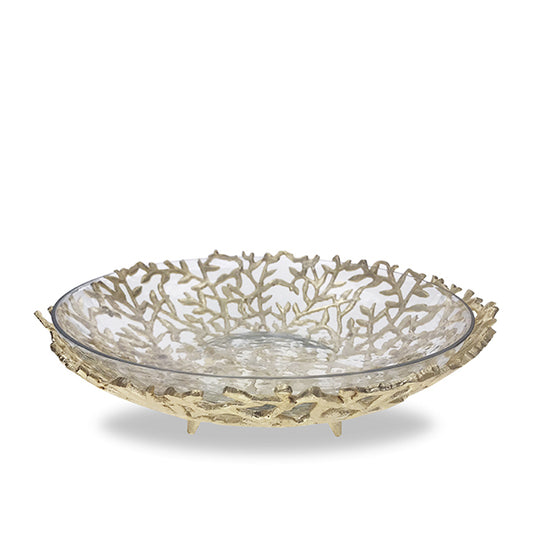 Gold Coral Basket with Glass Insert