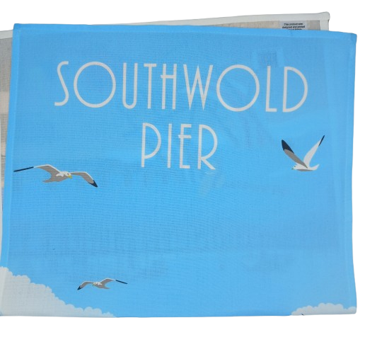Tea Towel Retro Southwold Pier