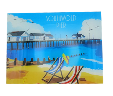 Retro Glass Chopping Board Southwold Pier